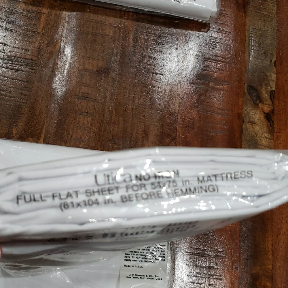 Vintage Utica White No Iron Flat Sheets Set Of 3